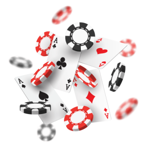 White graphics of casino checkers and playing cards