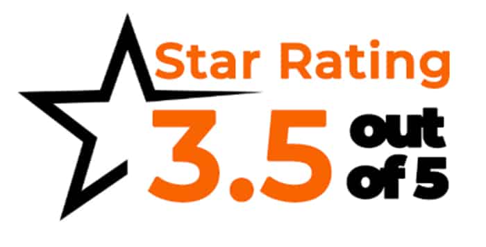 A banner with a star rating showing that Betnow Casino got 3.5 stars