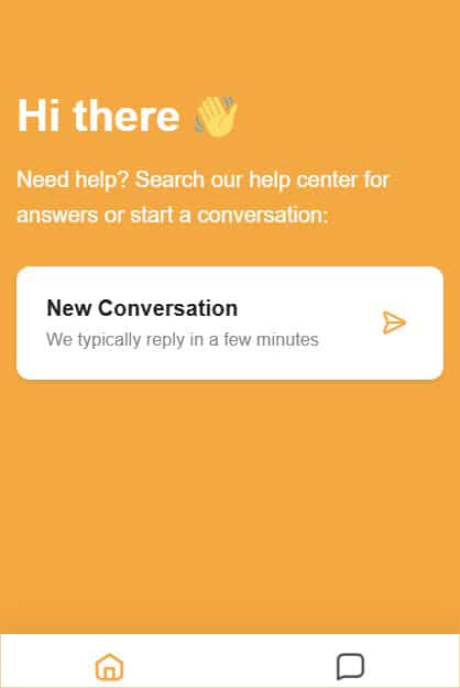 Screenshot in orange showing what the first customer support page looks like on the BetOdds website.