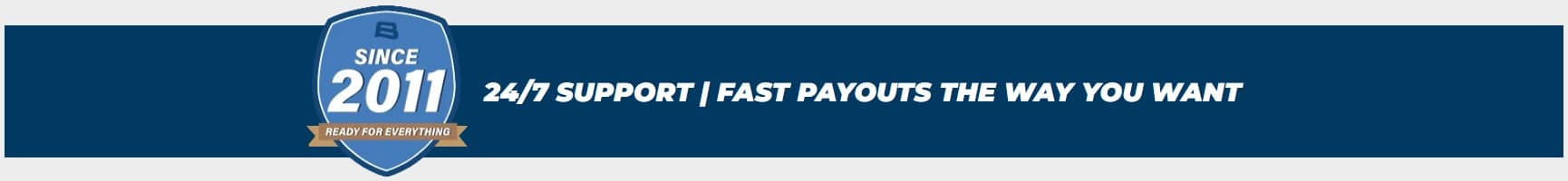A banner displaying the 24/7 customer support on the Bovada casino