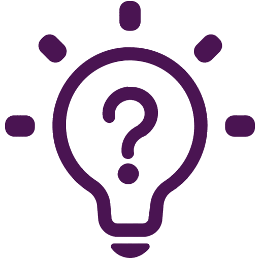 Lamp icon in purple with a question mark in it