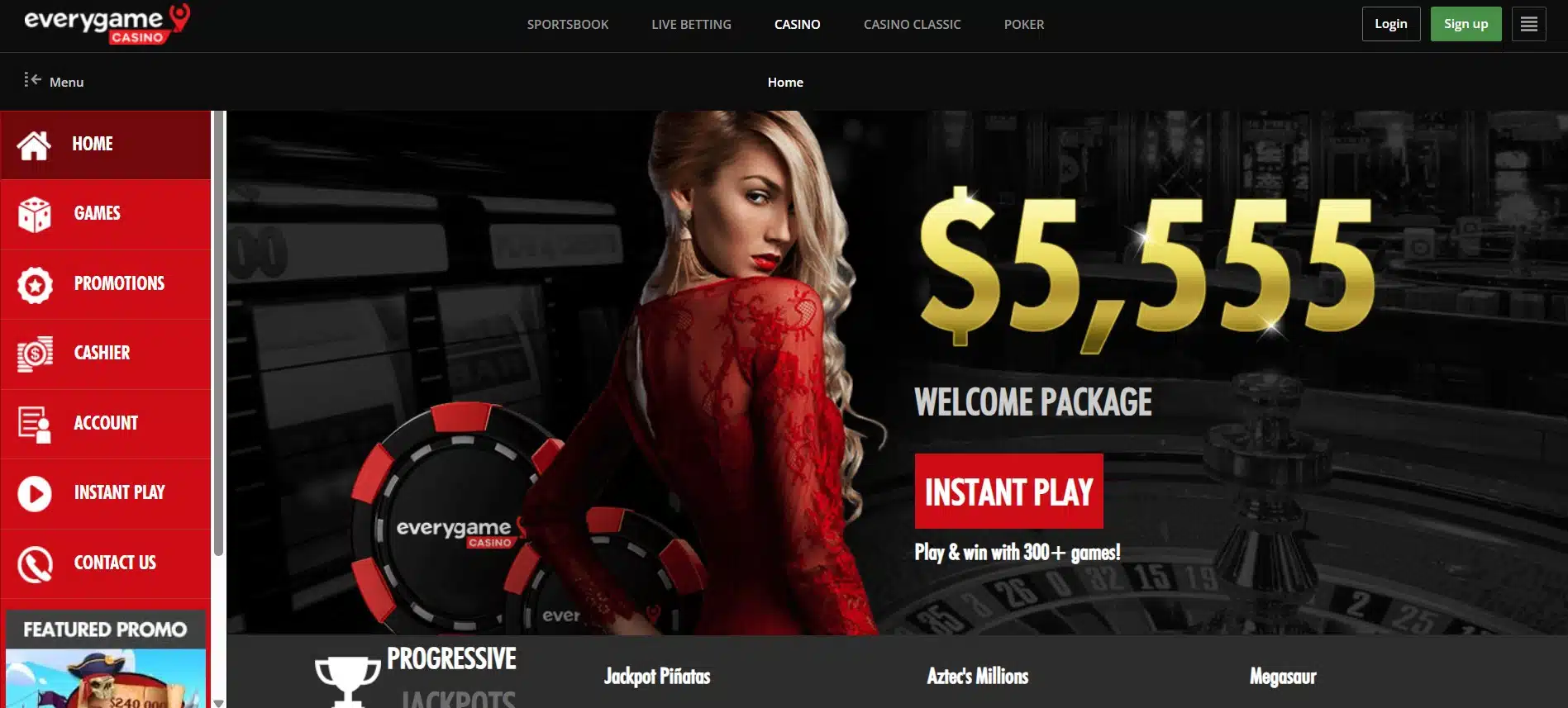 A banner from the Everygame casino website- Casino page