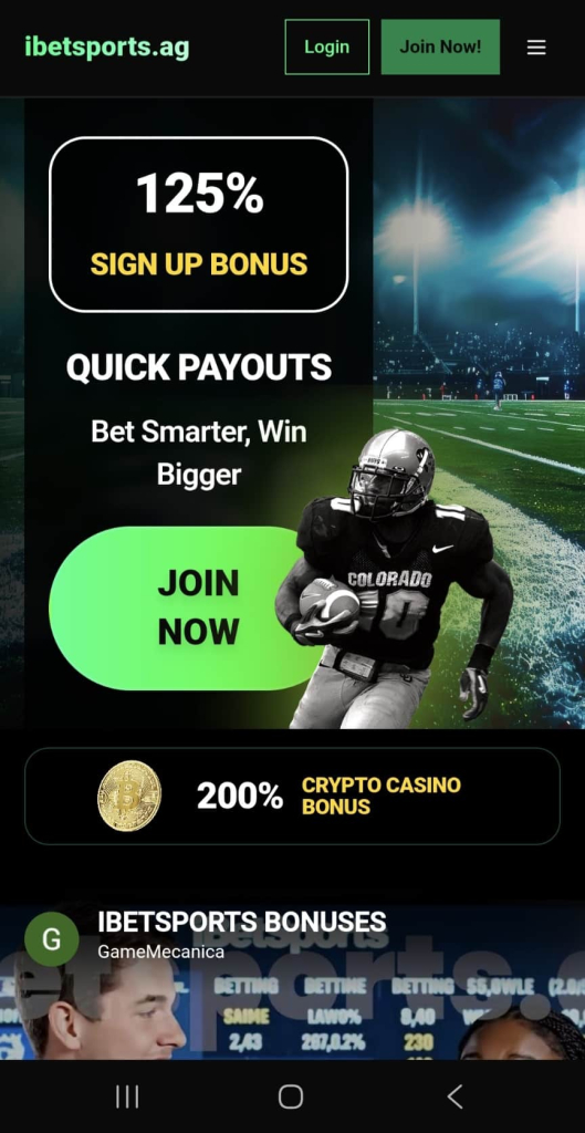 Mobile view of the Ibetsports website showing its user-friendly layout, navigation menu, and responsive design optimized for smartphones.