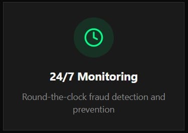A black banner with an icon for 24/7 monitoring