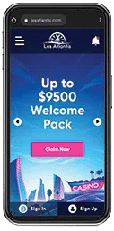 An image of the Las Atlantis casino homepage on a mobile device.