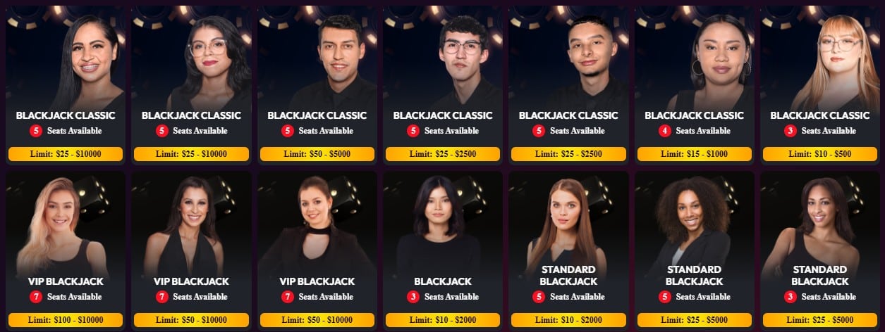 Image of the live dealers in the Red Dog casino