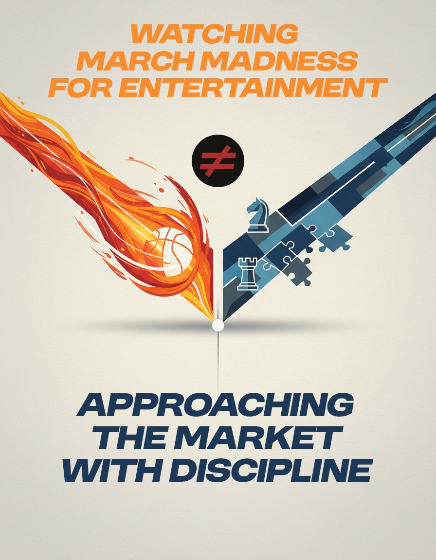 A graphic image symbolising two paths - left and right. On the left, an abstract ball in motion; on the right, chess and puzzle pieces.