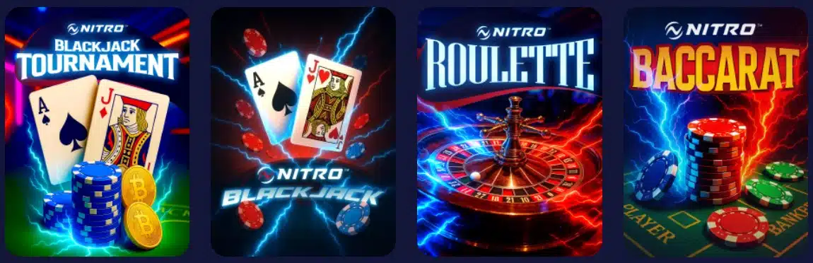 A banner with four types of casino games on the NitroBetting website