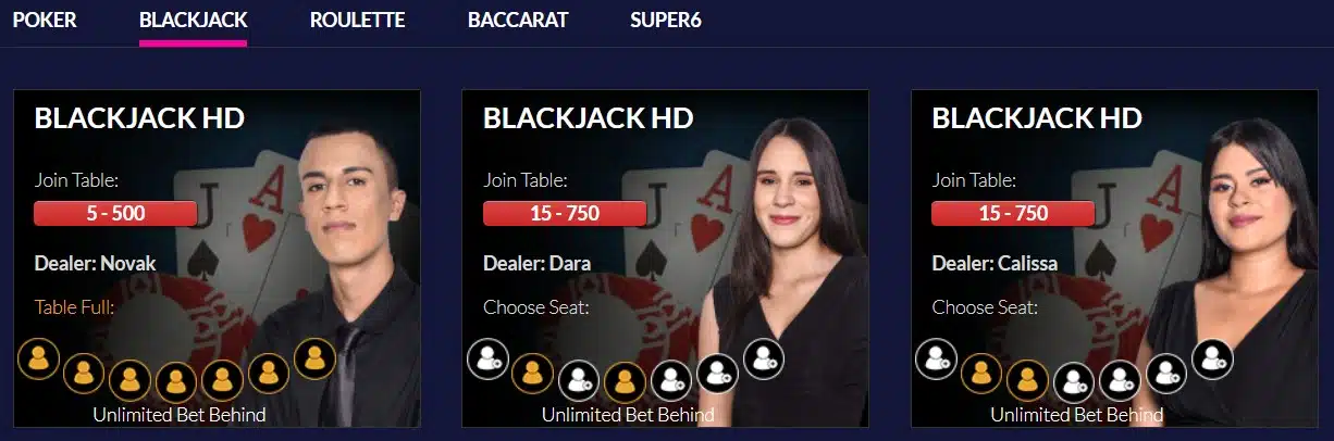 Promotional banner featuring three live Blackjack casino games with real dealers, cards, and chips on the NitroBetting website.