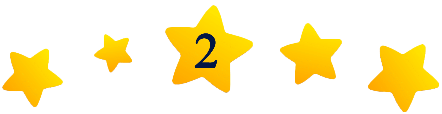 An image with 5 yellow rating stars and the number two, expressing the second place, inside the middle star.