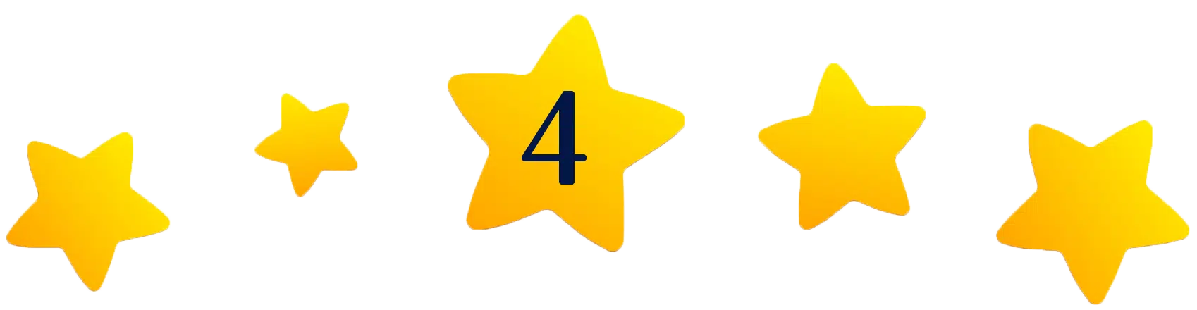 An image with 5 yellow rating stars and the number four, expressing the fourth place, inside the middle star.