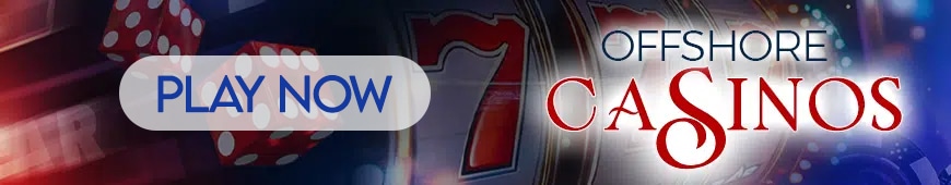 A wide promotional banner with casino imagery in the background and bold text reading, “Play now,” using bright, high-contrast typography to emphasize trust, safety, and online gambling.