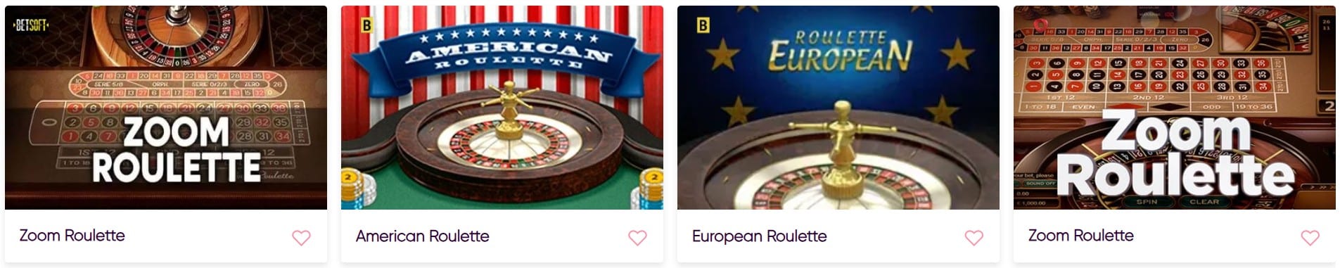A banner with four of the roulette casino games in Slot Paradise