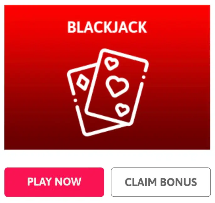 Banner in red with cards icon and game buttons