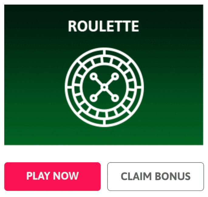 Banner in green with roulette icon and game buttons