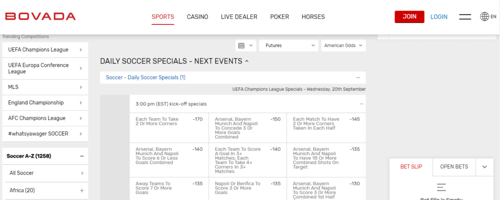 image of offshore soccer betting site bovada