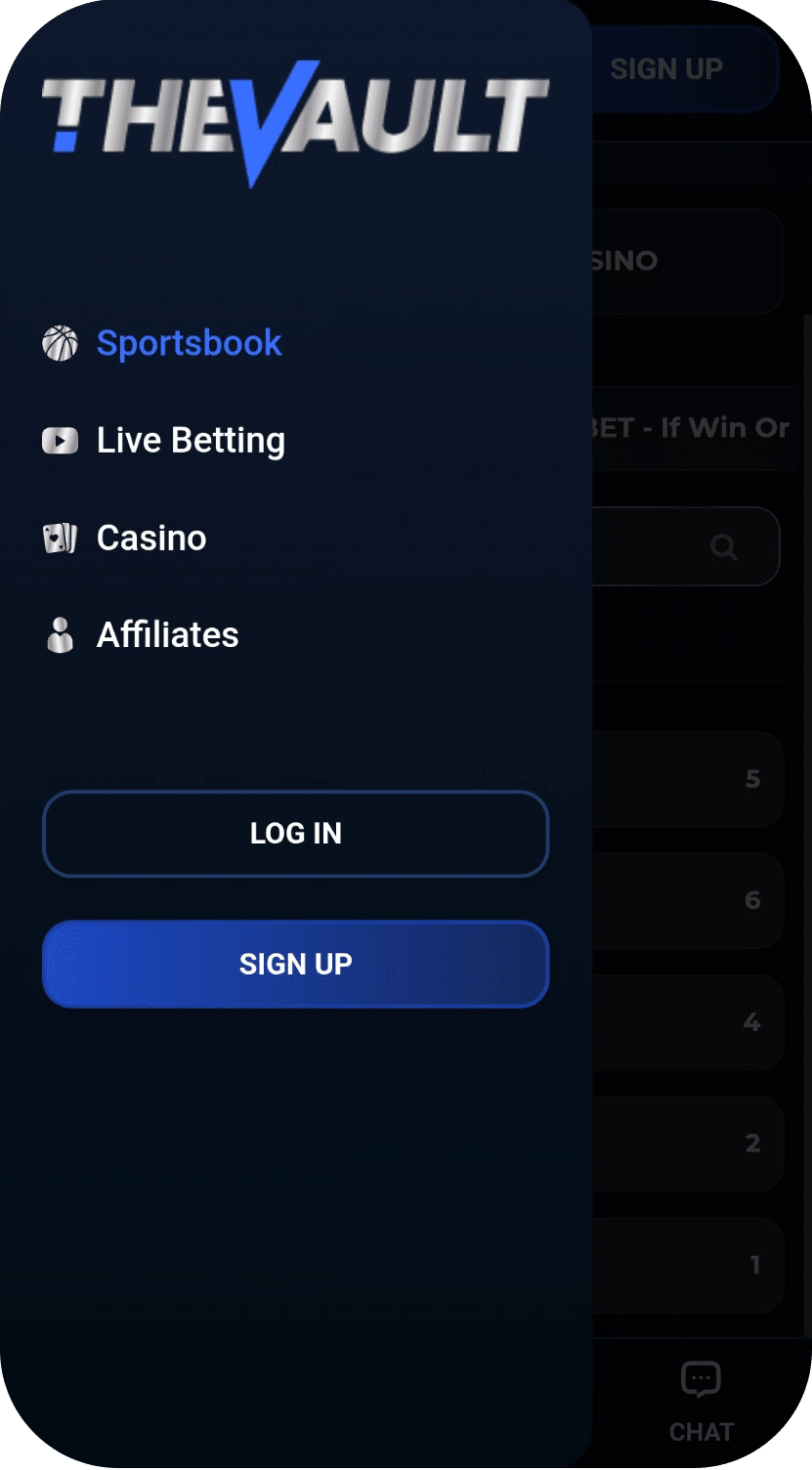 A screenshot of the mobile version of The Vault sportsbook