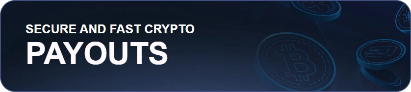 A dark banner with text "Secure and fast crypto payouts"
