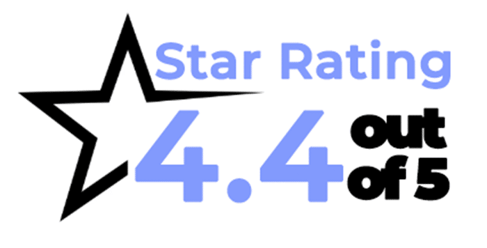 A banner with a star rating showing that The Vault sportsbook got 4.4 stars