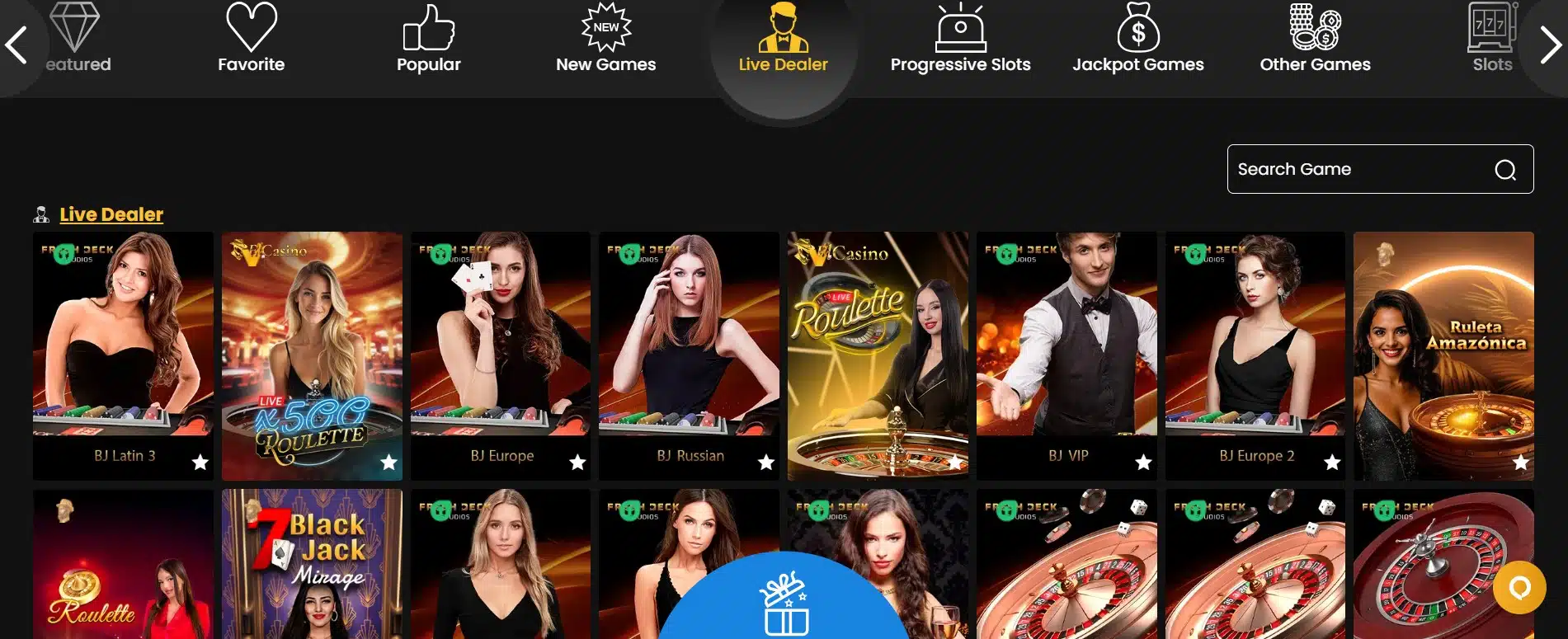 A banner with some of the live dealer games offered on the Vegas Aces casino website