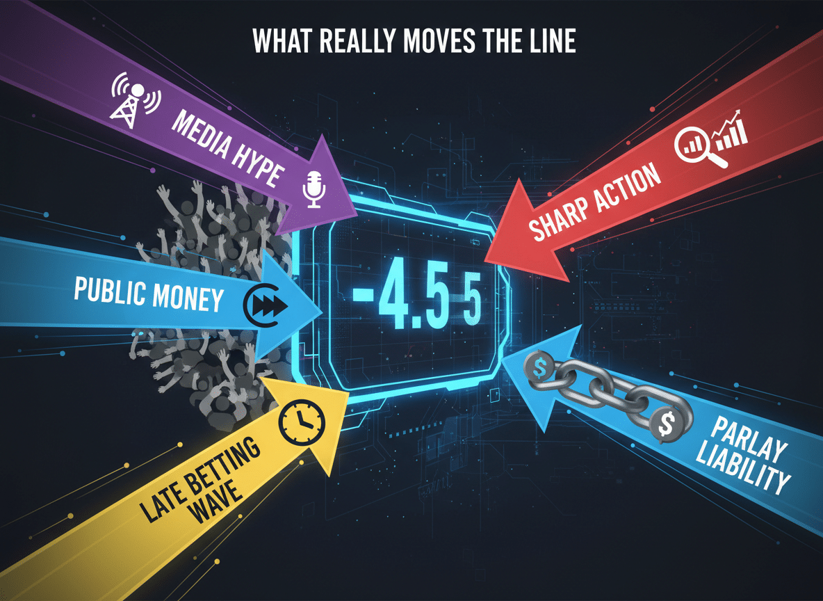 Graphic showing factors that move betting lines to -4.5
