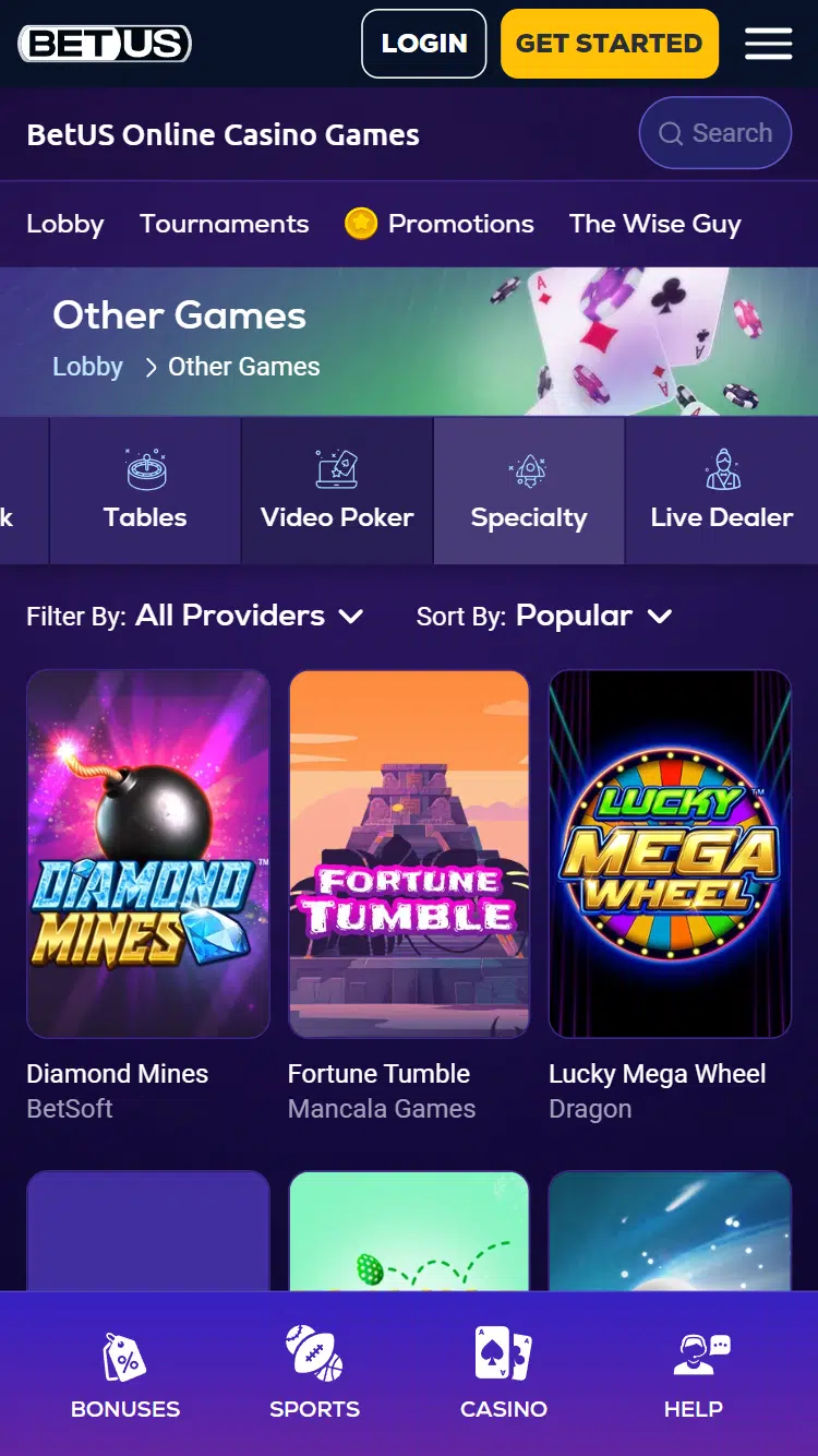 betus casino review speciality games