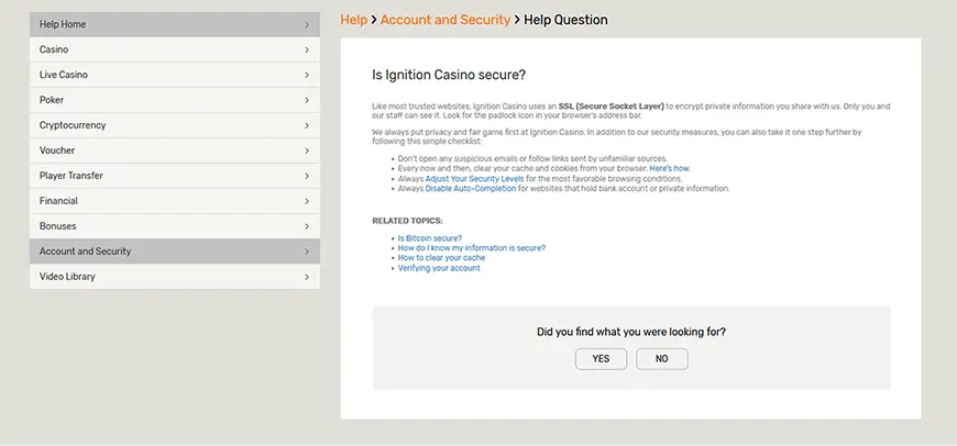 Image of Ignition Casino security answer to Is Igntion Casino Secure?