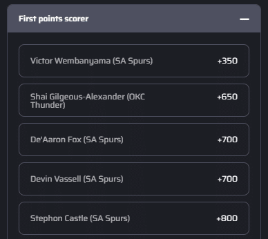 A screenshot of the NBA online betting website Lucky Rebel’s sportsbook UI and odds for a basketball game.
